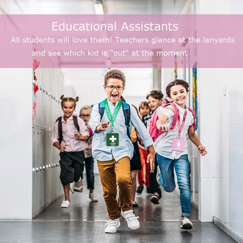 BEMAXYE Hall Pass Lanyards with Card Holders, School Classroom Passes Lanyard Set for Teacher Parents (10 x Pink) - Image 5